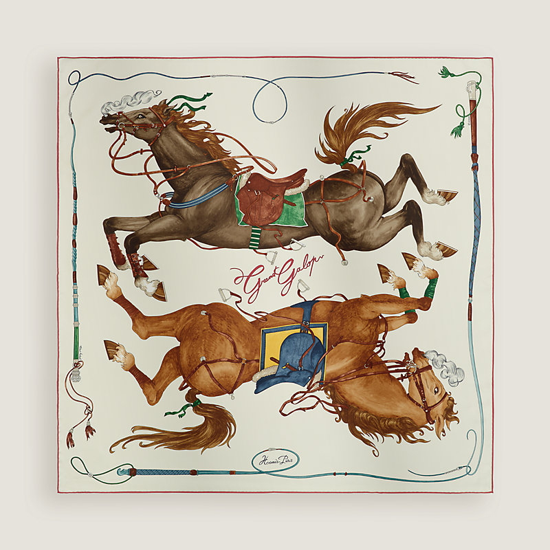 HERMES 馬柄スカーフロザンジュGM Grand Galop scarf 90 | Hermès USA